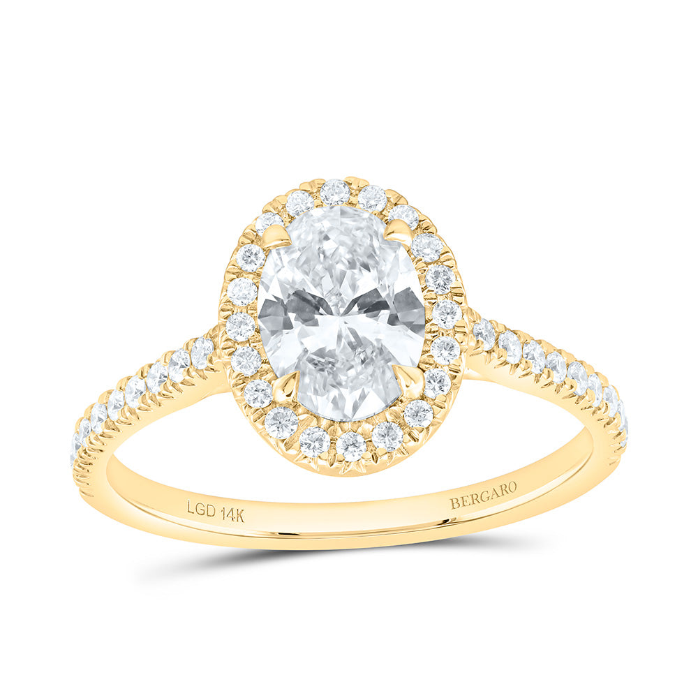 14K Yellow Or White Gold 1 1/4 Cttw Lab Grown Diamond 1 Cttw Center Oval Engagement Ring