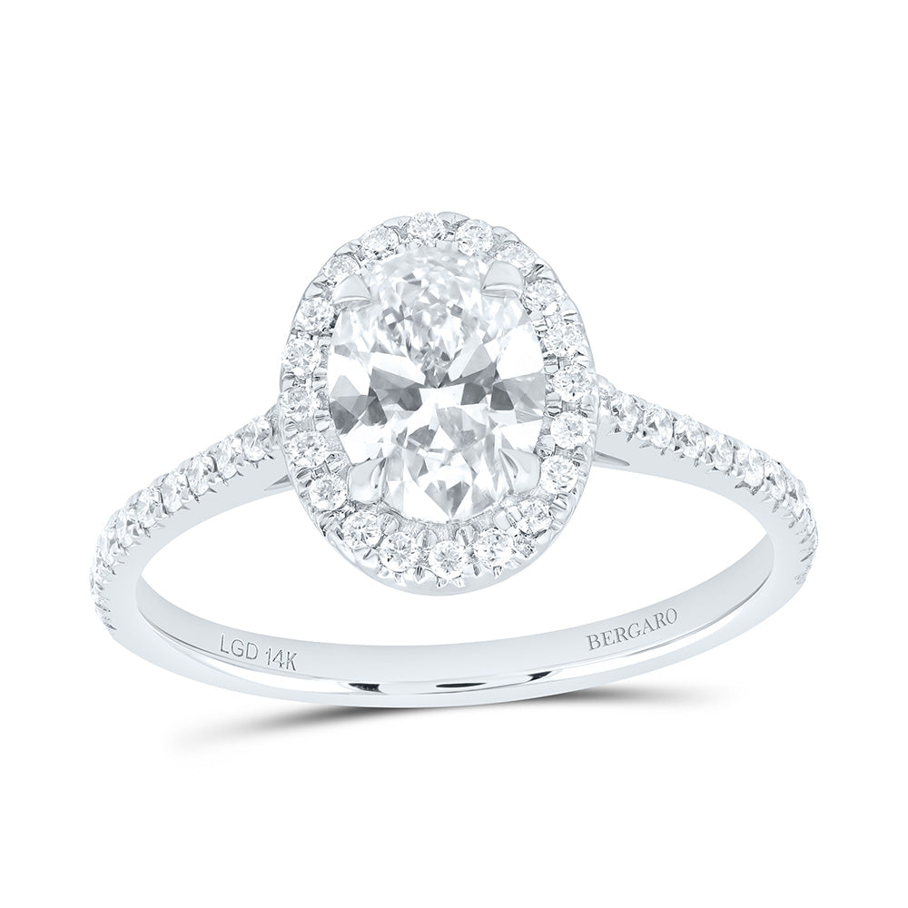 14K Yellow Or White Gold 1 7/8 Cttw Lab Grown Diamond 1 1/2 Cttw Center Oval Engagement Ring