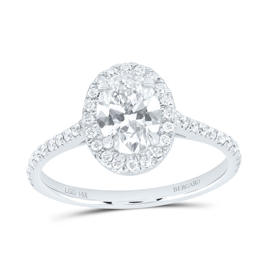 14K Yellow Or White Gold 1 7/8 Cttw Lab Grown Diamond 1 1/2 Cttw Center Oval Engagement Ring
