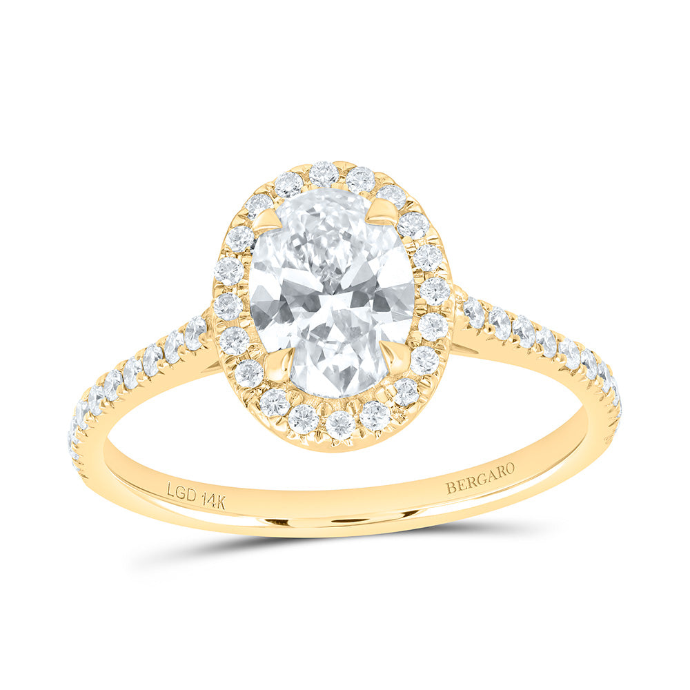 14K Yellow Or White Gold 1 7/8 Cttw Lab Grown Diamond 1 1/2 Cttw Center Oval Engagement Ring
