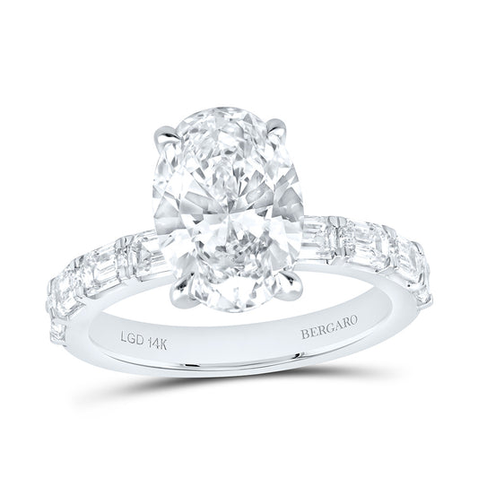 14K Yellow Or White Gold 4 1/4 Cttw Lab Grown Diamond 3 Cttw Center Oval Engagement Ring