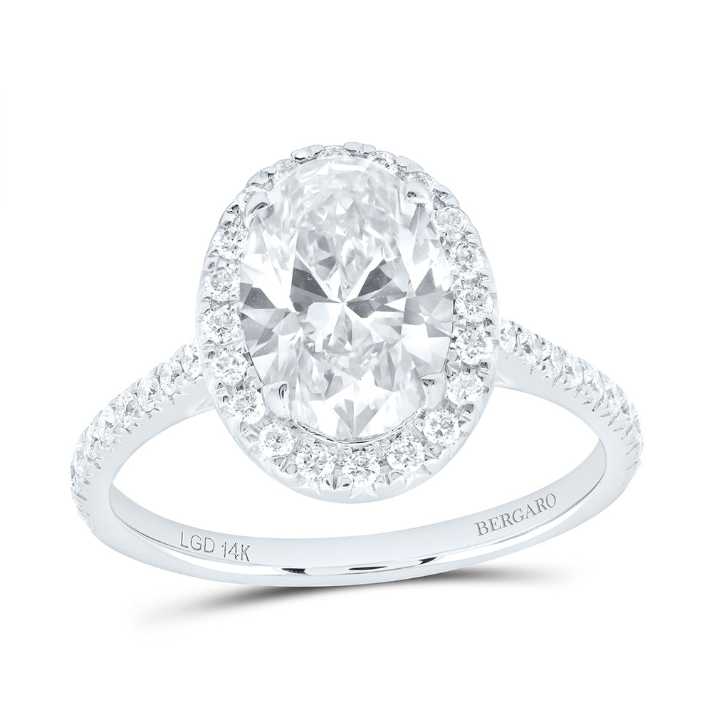 14K Yellow Or White Gold 2 1/2 Cttw Lab Grown Diamond 2 Cttw Center Oval Engagement Ring