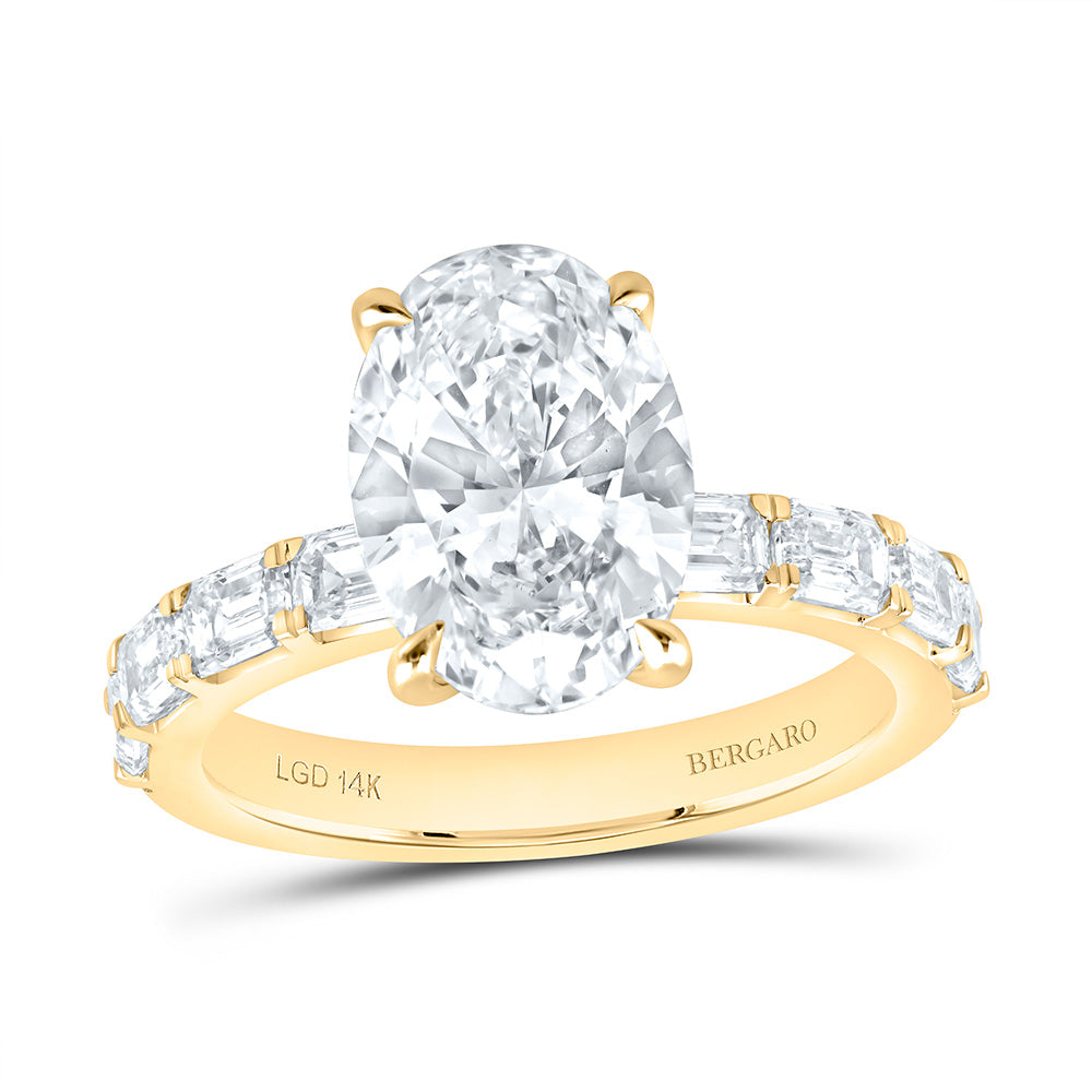 14K Yellow Or White Gold 4 1/4 Cttw Lab Grown Diamond 3 Cttw Center Oval Engagement Ring