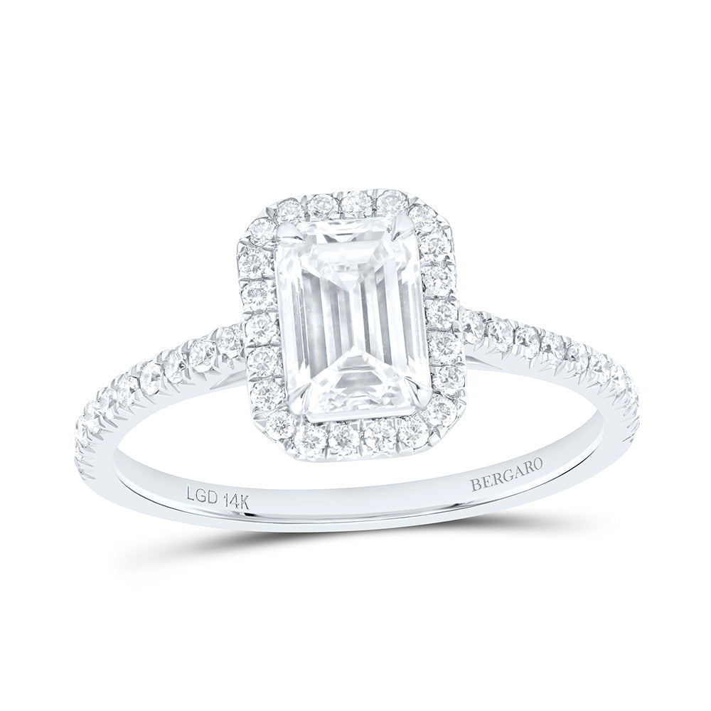 14K Yellow Or White Gold 1 1/3 Cttw Lab Grown Diamond 1 Cttw Center Emerald Engagement Ring