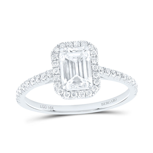 14K Yellow Or White Gold 1 1/3 Cttw Lab Grown Diamond 1 Cttw Center Emerald Engagement Ring