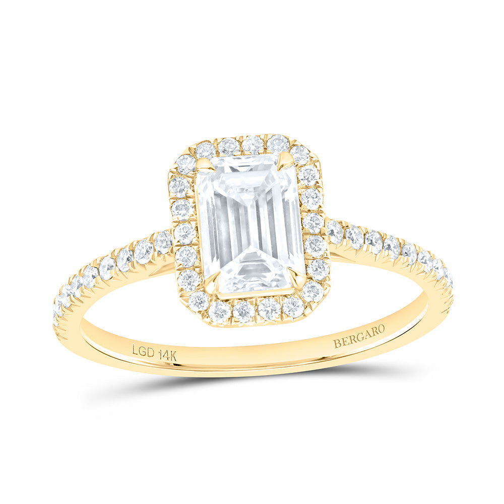 14K Yellow Or White Gold 1 1/3 Cttw Lab Grown Diamond 1 Cttw Center Emerald Engagement Ring