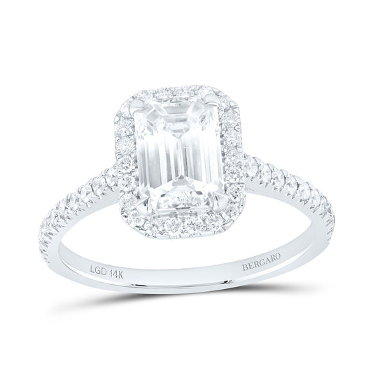 14K Yellow Or White Gold 1 7/8 Cttw Lab Grown Diamond 1 1/2 Cttw Center Emerald Engagement Ring