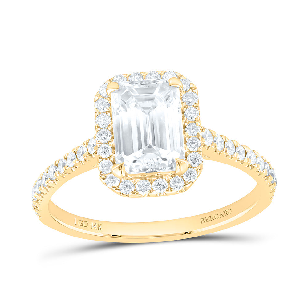 14K Yellow Or White Gold 1 7/8 Cttw Lab Grown Diamond 1 1/2 Cttw Center Emerald Engagement Ring