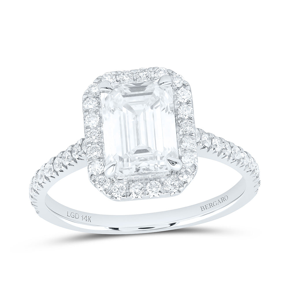 14K Yellow Or White Gold 2 3/8 Cttw Lab Grown Diamond 2 Cttw Center Emerald Engagement Ring