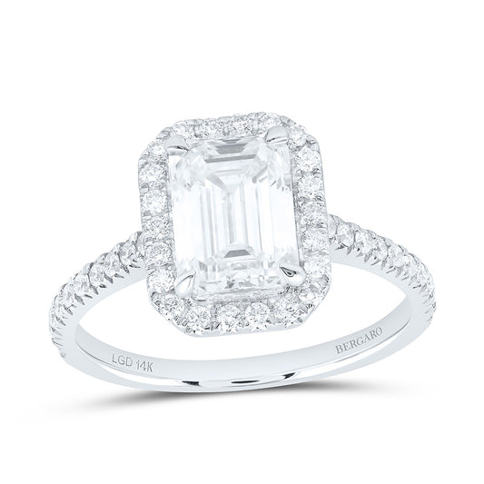 14K Yellow Or White Gold 2 3/8 Cttw Lab Grown Diamond 2 Cttw Center Emerald Engagement Ring