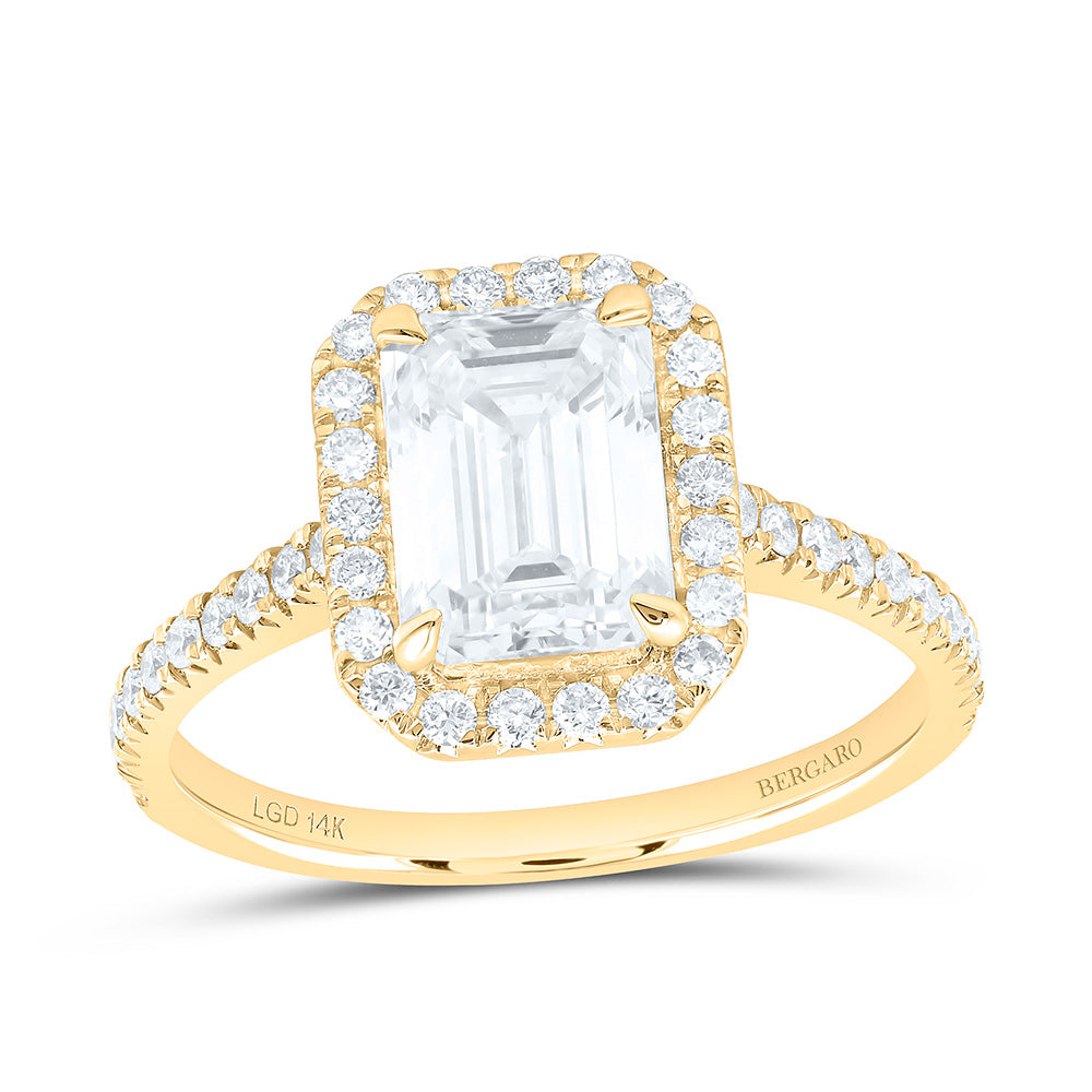 14K Yellow Or White Gold 2 3/8 Cttw Lab Grown Diamond 2 Cttw Center Emerald Engagement Ring