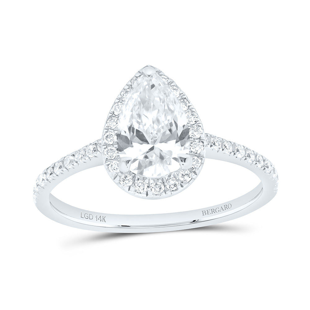 14K Yellow Or White Gold 1 1/4 Cttw Lab Grown Diamond 1 Cttw Center Pear Engagement Ring