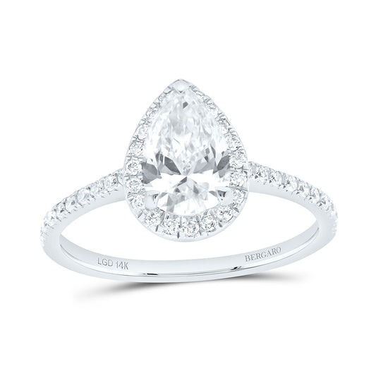 14K Yellow Or White Gold 1 1/4 Cttw Lab Grown Diamond 1 Cttw Center Pear Engagement Ring
