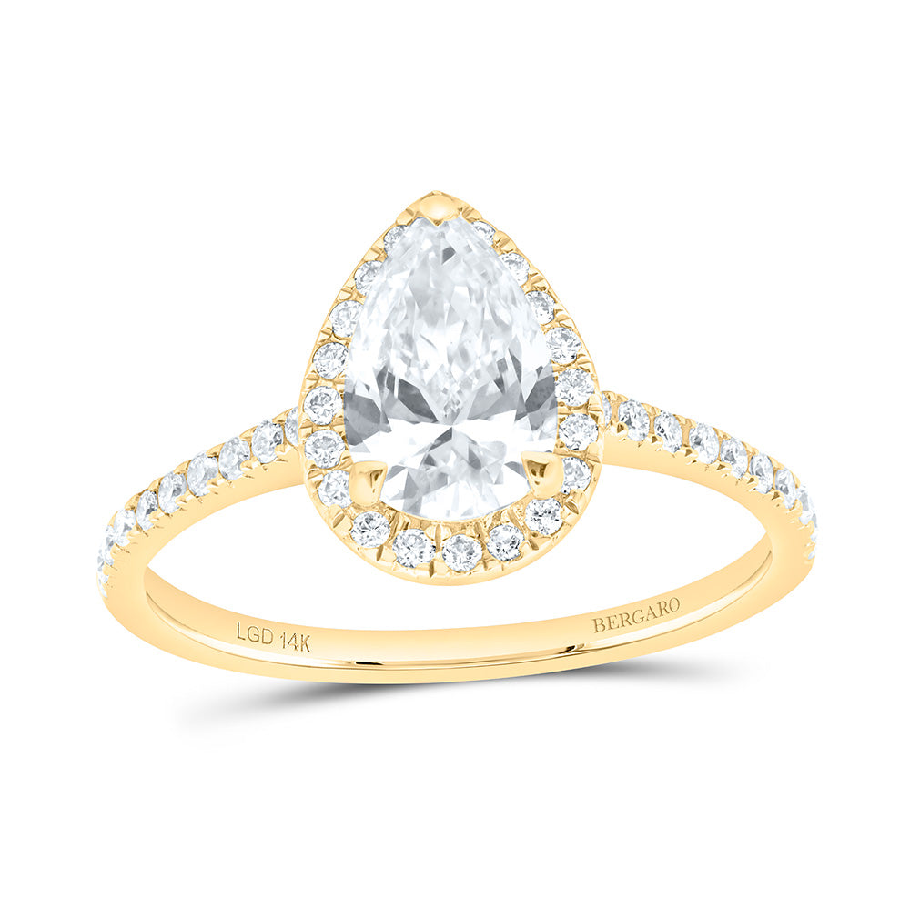 14K Yellow Or White Gold 1 1/4 Cttw Lab Grown Diamond 1 Cttw Center Pear Engagement Ring