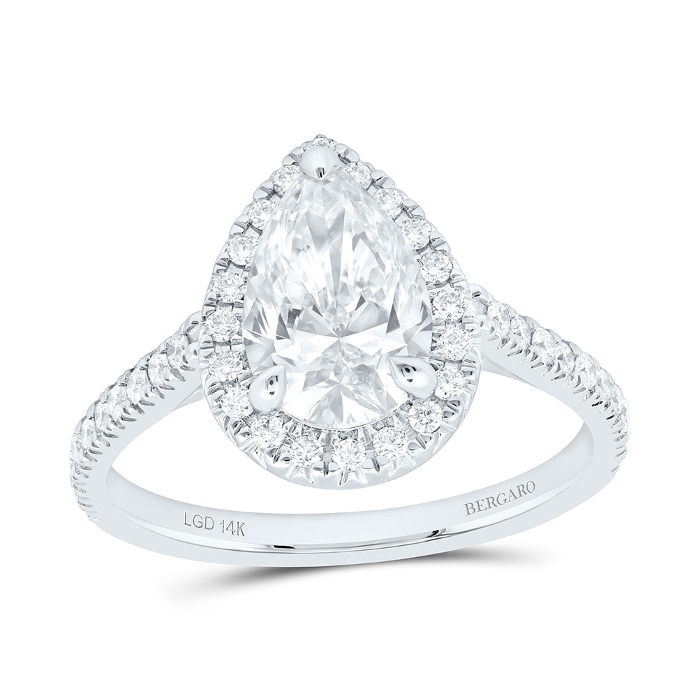 14K Yellow Or White Gold 1 7/8 Cttw Lab Grown Diamond 1 1/2 Cttw Center Pear Engagement Ring