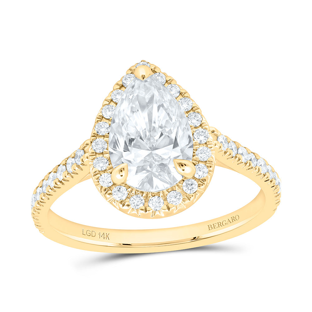 14K Yellow Or White Gold 1 7/8 Cttw Lab Grown Diamond 1 1/2 Cttw Center Pear Engagement Ring