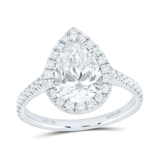 14K Yellow Or White Gold 2 3/8 Cttw Lab Grown Diamond 2 Cttw Center Pear Engagement Ring