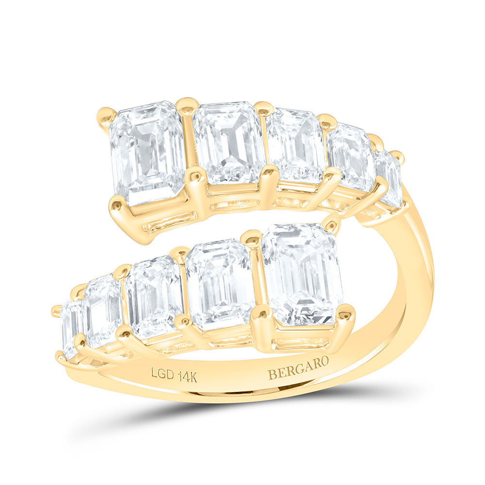 14K Yellow Or White Gold 2 1/2 Cttw Lab Grown Diamond Emerald Fashion Ring