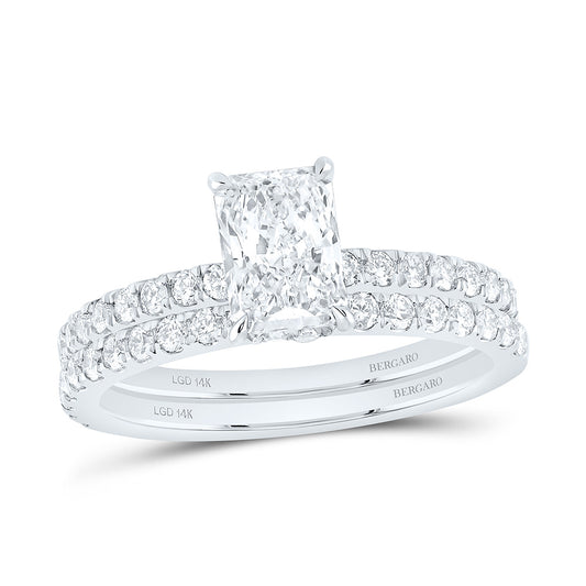 14K Yellow Or White Gold 1 3/4 Cttw Lab Grown Diamond 1 Cttw Center Radiant Bridal Set