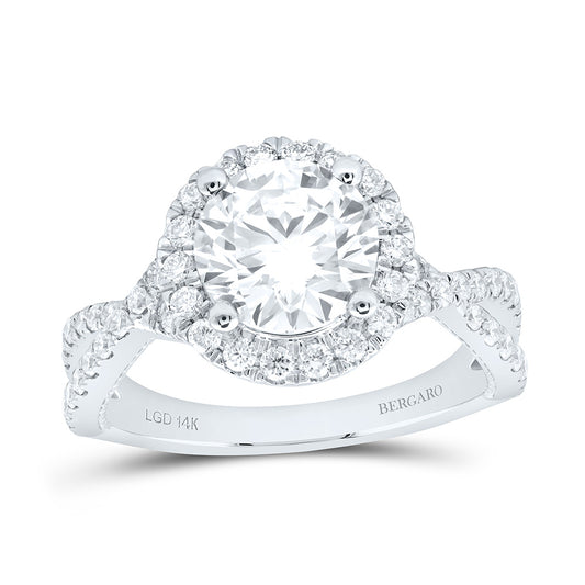 14K Yellow Or White Gold 2 Cttw Lab Grown Diamond 1 1/2 Cttw Center Round Engagement Ring