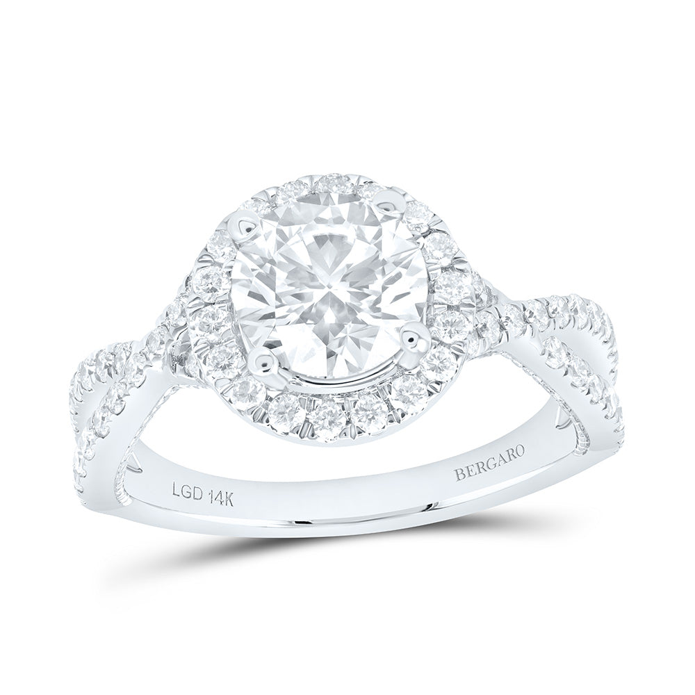 14K Yellow Or White Gold 2 3/4 Cttw Lab Grown Diamond 2 Cttw Center Round Single Halo Engagement Ring
