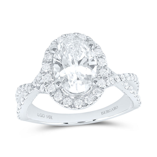 14K Yellow Or White Gold 2 3/4 Cttw Lab Grown Diamond 2 Cttw Center Oval Single Halo Engagement Ring