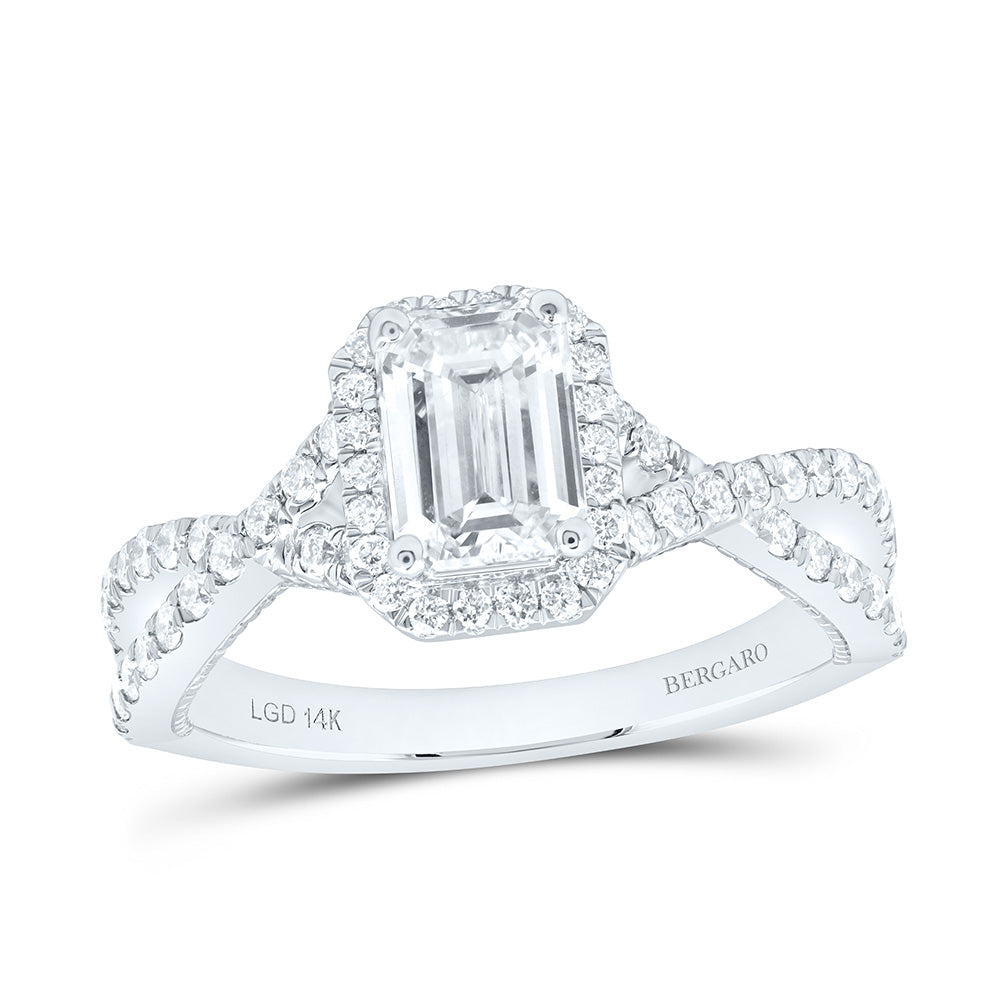 14K Yellow Or White Gold 1 5/8 Cttw Lab Grown Diamond 1 Cttw Center Emerald Single Halo Engagement Ring