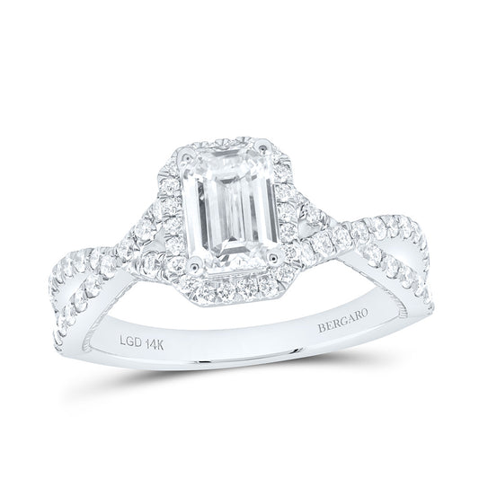 14K Yellow Or White Gold 1 5/8 Cttw Lab Grown Diamond 1 Cttw Center Emerald Single Halo Engagement Ring
