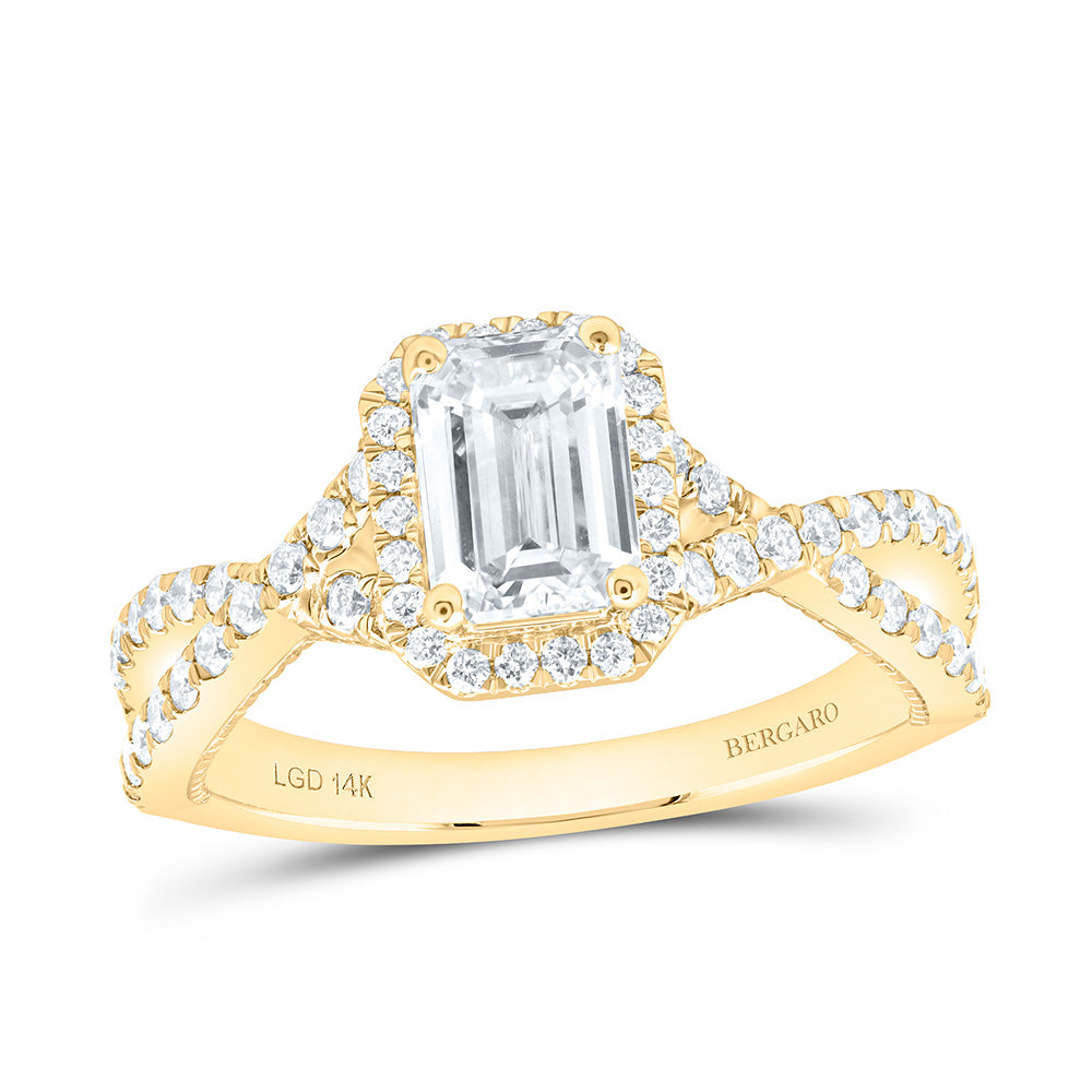 14K Yellow Or White Gold 1 5/8 Cttw Lab Grown Diamond 1 Cttw Center Emerald Single Halo Engagement Ring