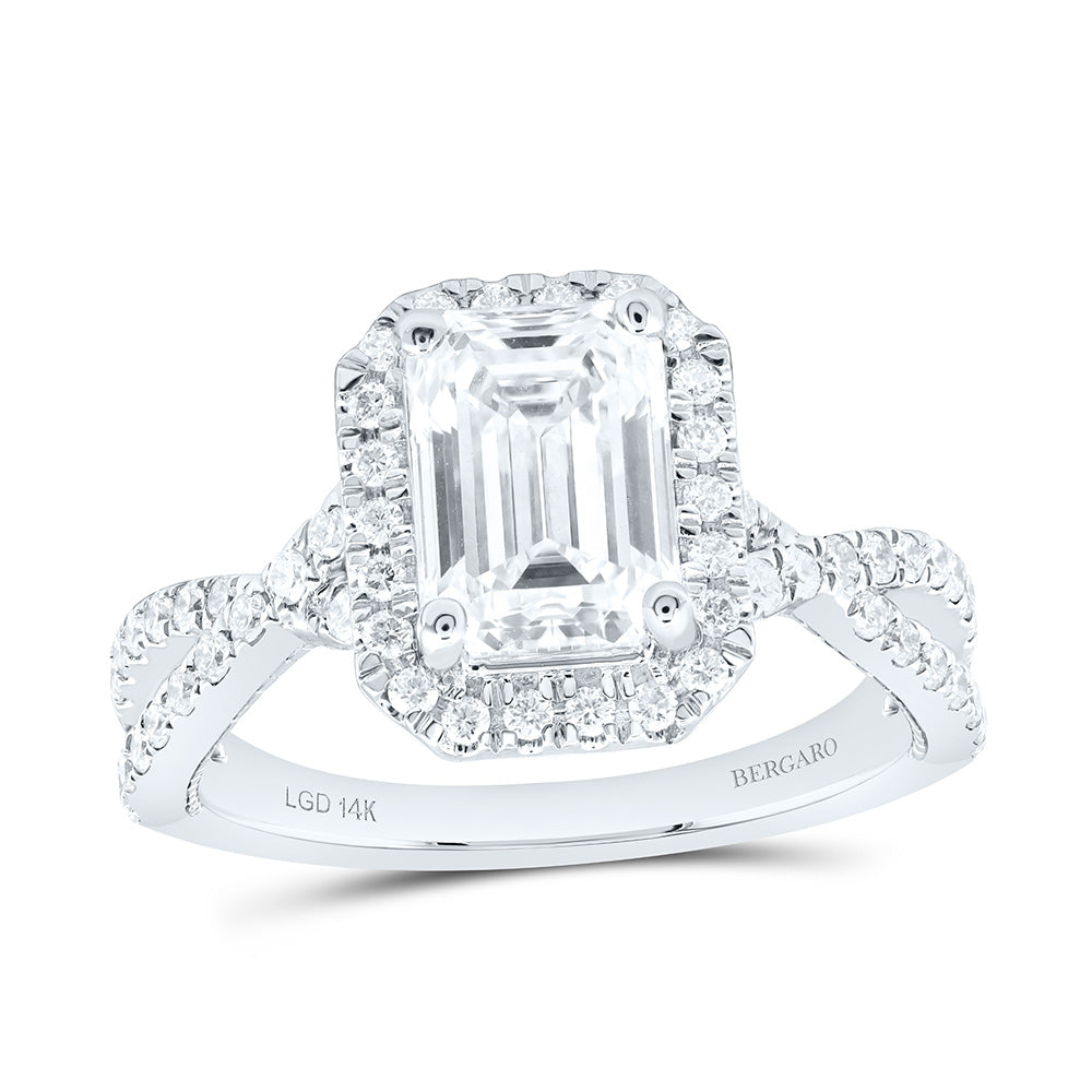 14K Yellow Or White Gold 2 5/8 Cttw Lab Grown Diamond 2 Cttw Center Emerald Single Halo Engagement Ring