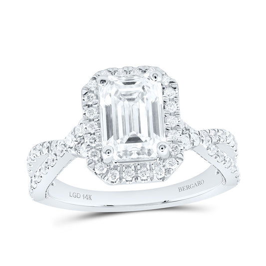 14K Yellow Or White Gold 2 5/8 Cttw Lab Grown Diamond 2 Cttw Center Emerald Single Halo Engagement Ring