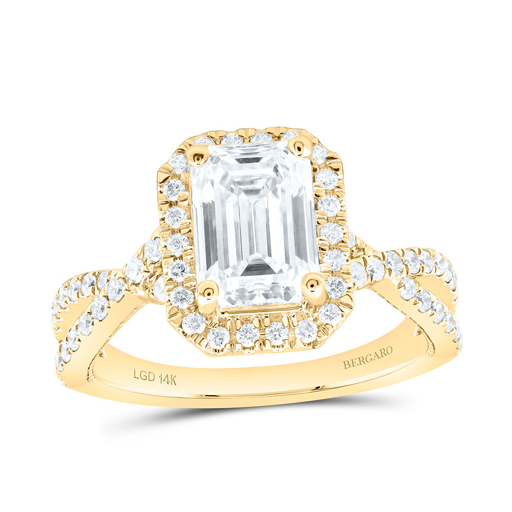 14K Yellow Or White Gold 2 5/8 Cttw Lab Grown Diamond 2 Cttw Center Emerald Single Halo Engagement Ring