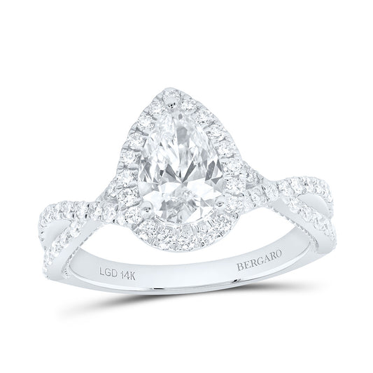14K Yellow Or White Gold 1 5/8 Cttw Lab Grown Diamond 1 Cttw Center Pear Single Halo Engagement Ring