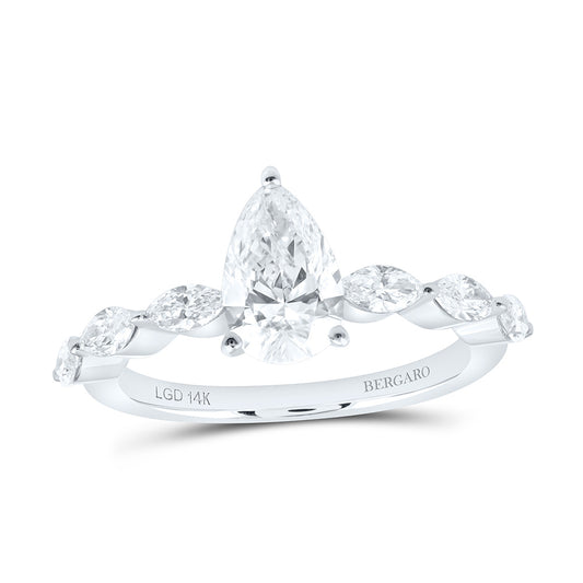 14K Yellow Or White Gold 1 1/2 Cttw Lab Grown Diamond 1 Cttw Center Pear Engagement Ring
