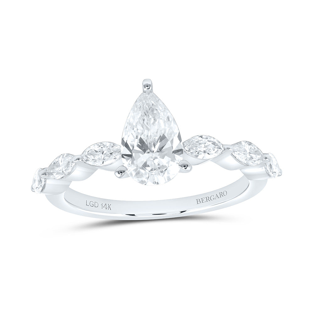 14K Yellow Or White Gold 2 5/8 Cttw Lab Grown Diamond 2 Cttw Center Pear Engagement Ring