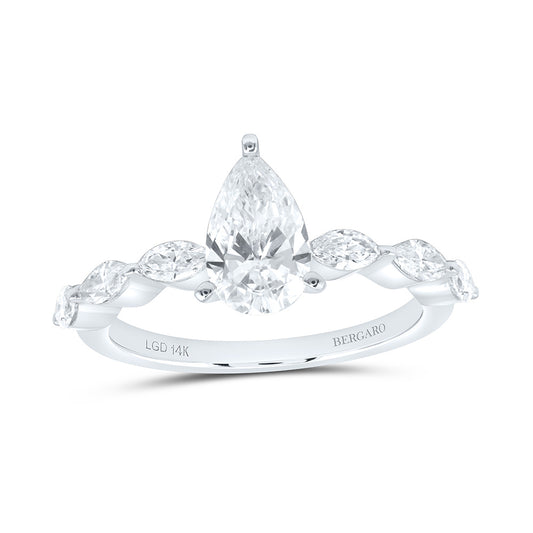 14K Yellow Or White Gold 2 5/8 Cttw Lab Grown Diamond 2 Cttw Center Pear Engagement Ring