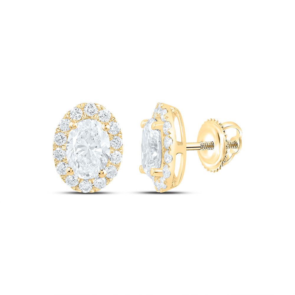 14K Yellow Or White Gold 2 Cttw Lab Grown Diamond Fashion Oval Earring