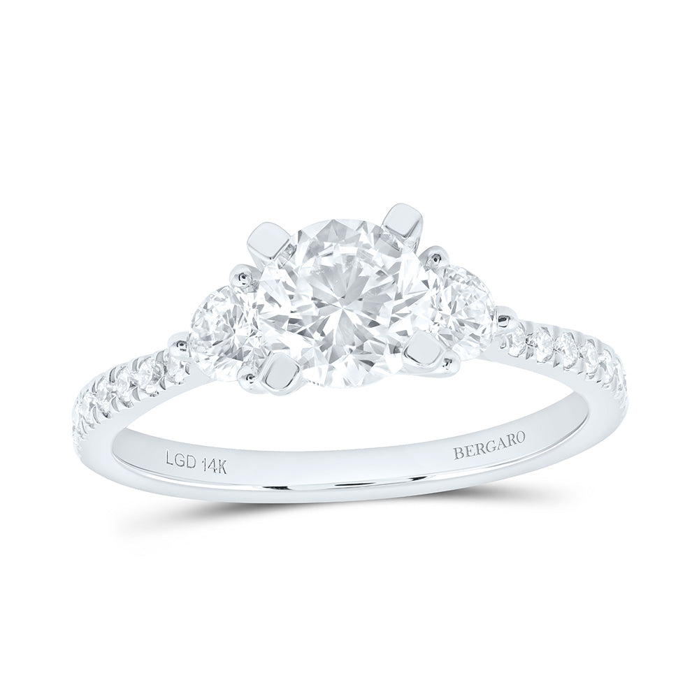 14K Yellow Or White Gold 1 1/2 Cttw Lab Grown Diamond 1 Cttw Center Round Engagement Ring