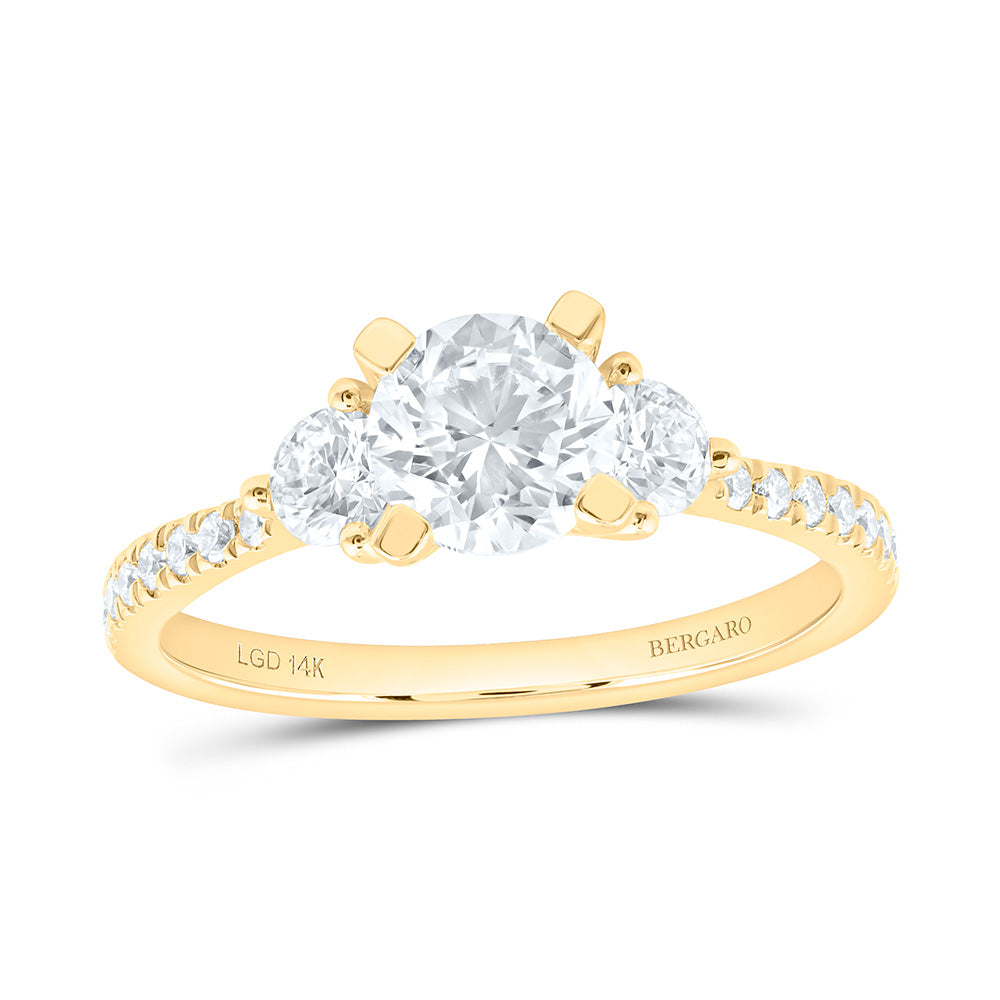 14K Yellow Or White Gold 1 1/2 Cttw Lab Grown Diamond 1 Cttw Center Round Engagement Ring
