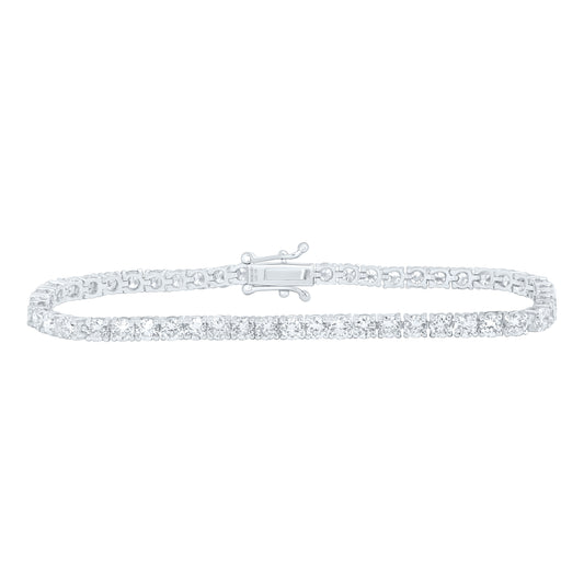 14K Yellow Or White Gold 7 Cttw Lab Grown Diamond Fashion Round Tennis Bracelet (7 Inch)