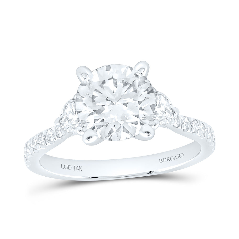 14K Yellow Or White Gold 2 5/8 Cttw Lab Grown Diamond 2 Cttw Center Round Engagement Ring