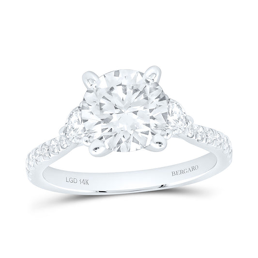 14K Yellow Or White Gold 2 5/8 Cttw Lab Grown Diamond 2 Cttw Center Round Engagement Ring
