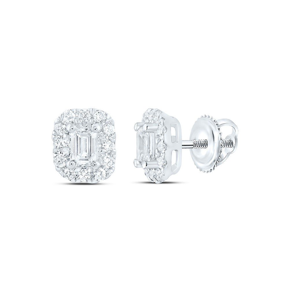 14K Yellow Or White Gold 1/2 Cttw Lab Grown Diamond Fashion Emerald Earring