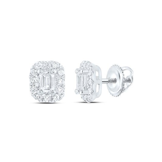 14K Yellow Or White Gold 1/2 Cttw Lab Grown Diamond Fashion Emerald Earring