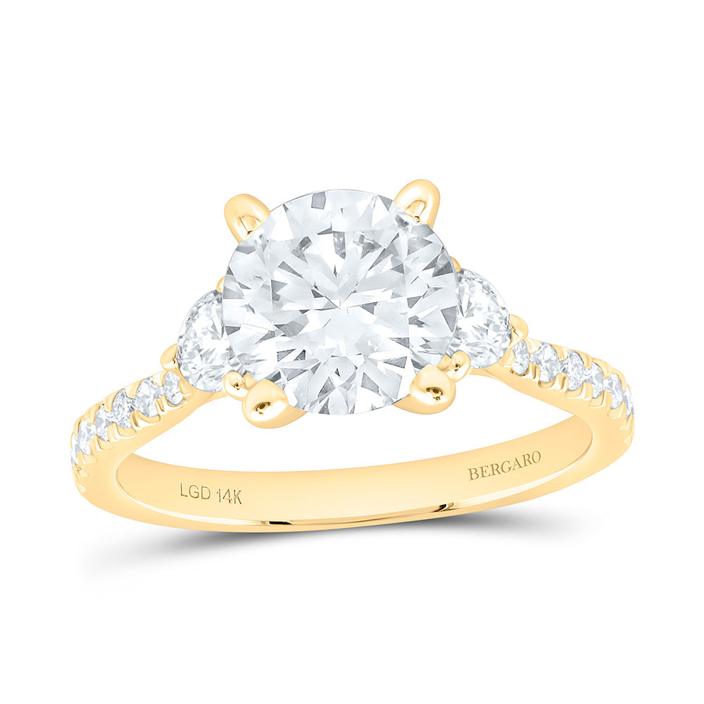 14K Yellow Or White Gold 2 5/8 Cttw Lab Grown Diamond 2 Cttw Center Round Engagement Ring