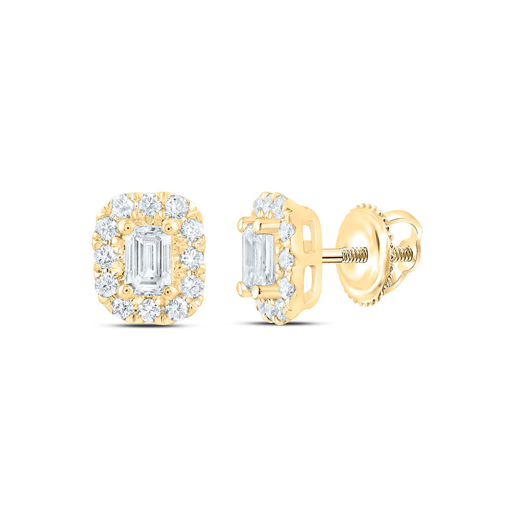 14K Yellow Or White Gold 1/2 Cttw Lab Grown Diamond Fashion Emerald Earring