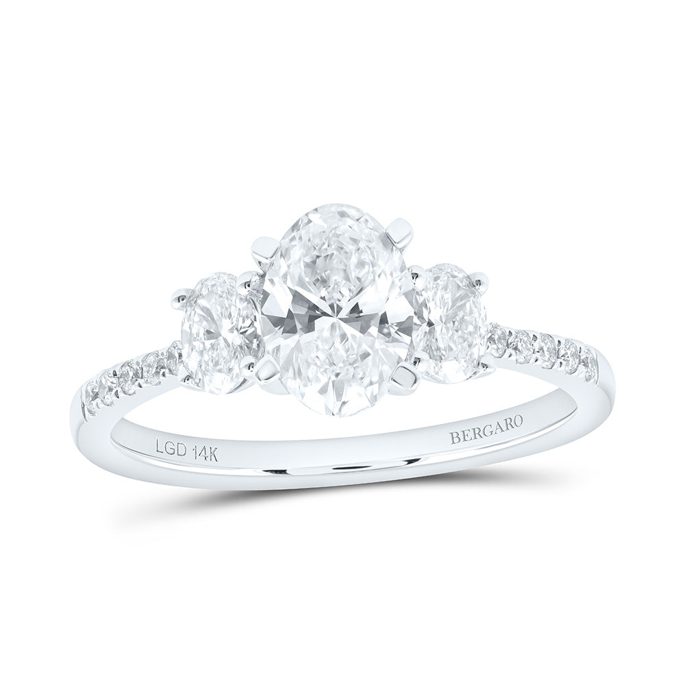 14K Yellow Or White Gold 1 1/2 Cttw Lab Grown Diamond, 1 Cttw Center Oval Engagement Ring