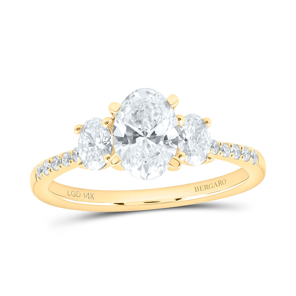 14K Yellow Or White Gold 1 1/2 Cttw Lab Grown Diamond, 1 Cttw Center Oval Engagement Ring