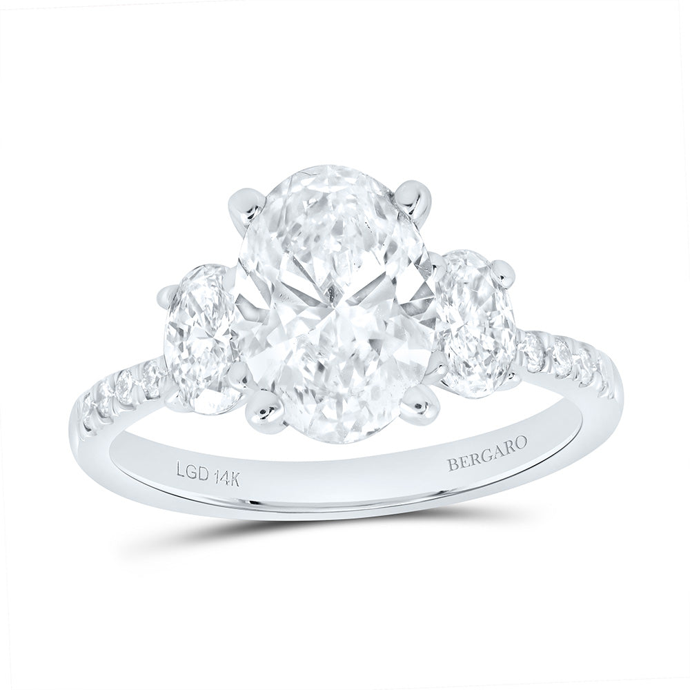 14K Yellow Or White Gold 2 7/8 Cttw Lab Grown Diamond, 2 Cttw Center Oval Engagement Ring