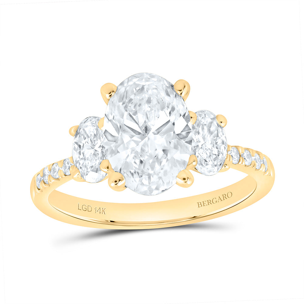14K Yellow Or White Gold 2 7/8 Cttw Lab Grown Diamond, 2 Cttw Center Oval Engagement Ring